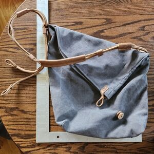 Gray Canvas Shoulder Bag